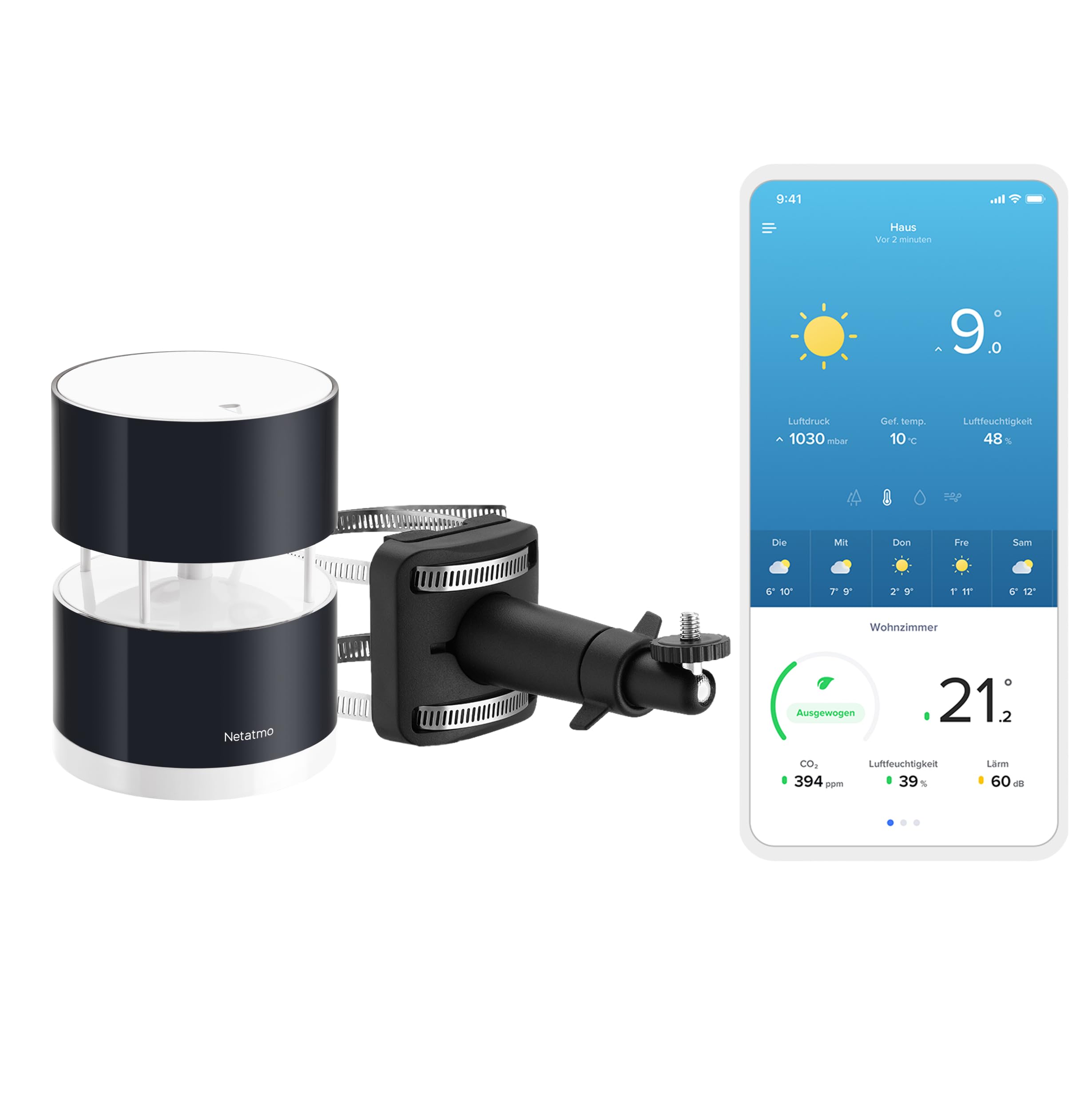 Netatmo Set Windmesser für die Smarte Wetterstation + Halterung