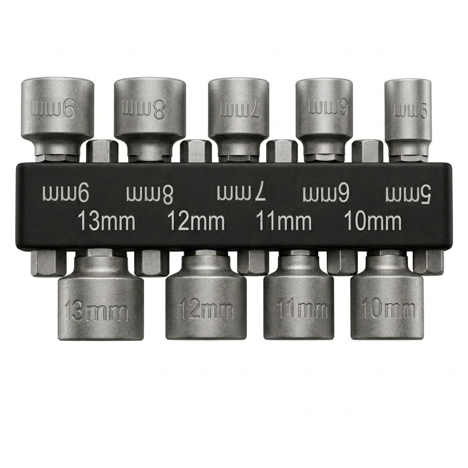 9PCS Magnetic Nut Driver Set 5–13mm, 1/4" Hex Shank Hex Bit Set, Quick Change Hex Drill Bit Set Impact Driver Socket Set for Electric Screwdriver, Drill & Nut Runner