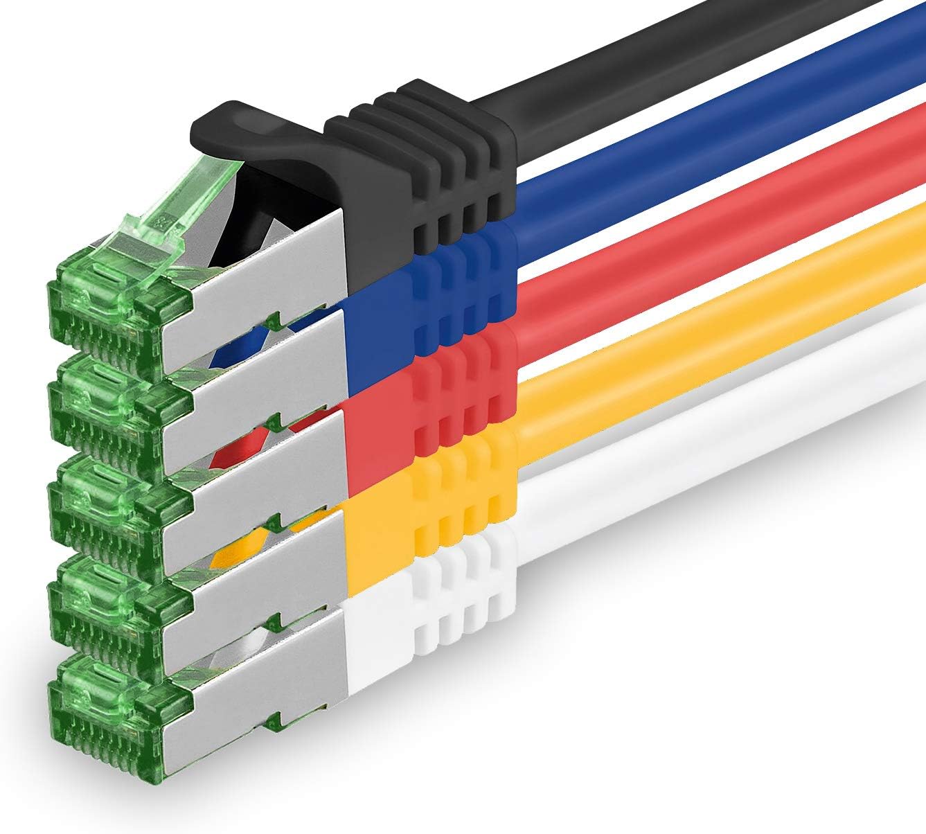 10x Cat.7 Netzwerkkabel 0,5m - 10 Farben - Gigabit LAN Kabel 10 Gbit/s - S/FTP Geschirmt