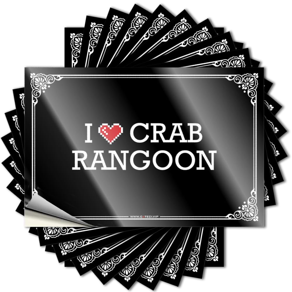 Decals Bottle Scratch Resistant Decals, Autumn Matte Print for Phone Case Interesting | Beer Uv Proof Pack I Love Crab Rangoon(12X18CM)