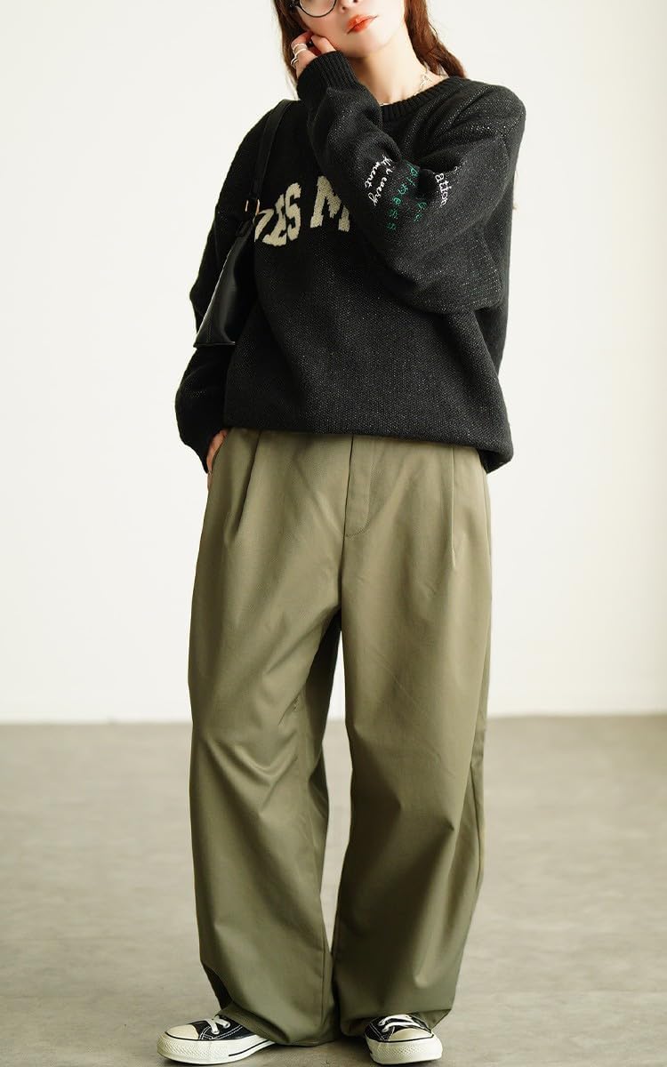 [ゴールドジャパン] 大きいサイズ レディース パンツ ロング ワイド バレル ツイル タック ウエストゴム ポケット 脚長 秋 冬