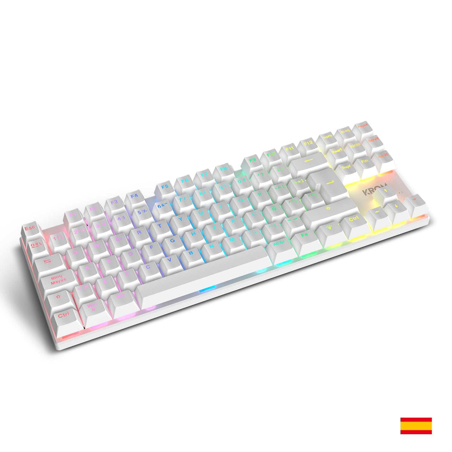 KROM Klass – 4-in 1 Gaming-Set: Mechanische TKL, Tastatur RGB, spanisches Layout, optische Maus mit 7200 DPI, Headset mit 50mm-Treibern und XXL-Mauspad, Komplettes Set für PC und Laptop-Gamer