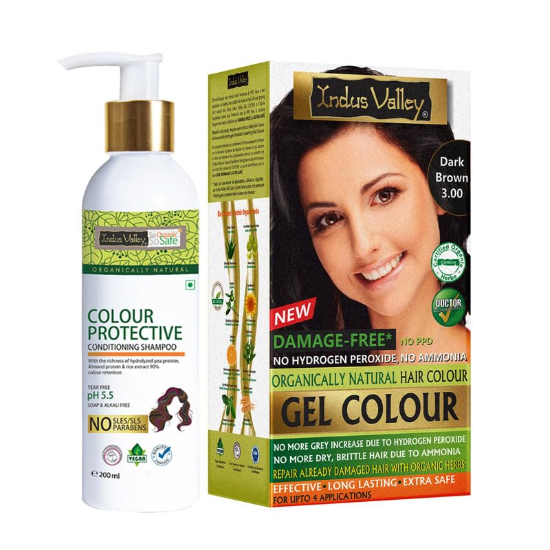 INDUS VALLEY Natural Damage Free Gel Colour Dark Brown With Colour