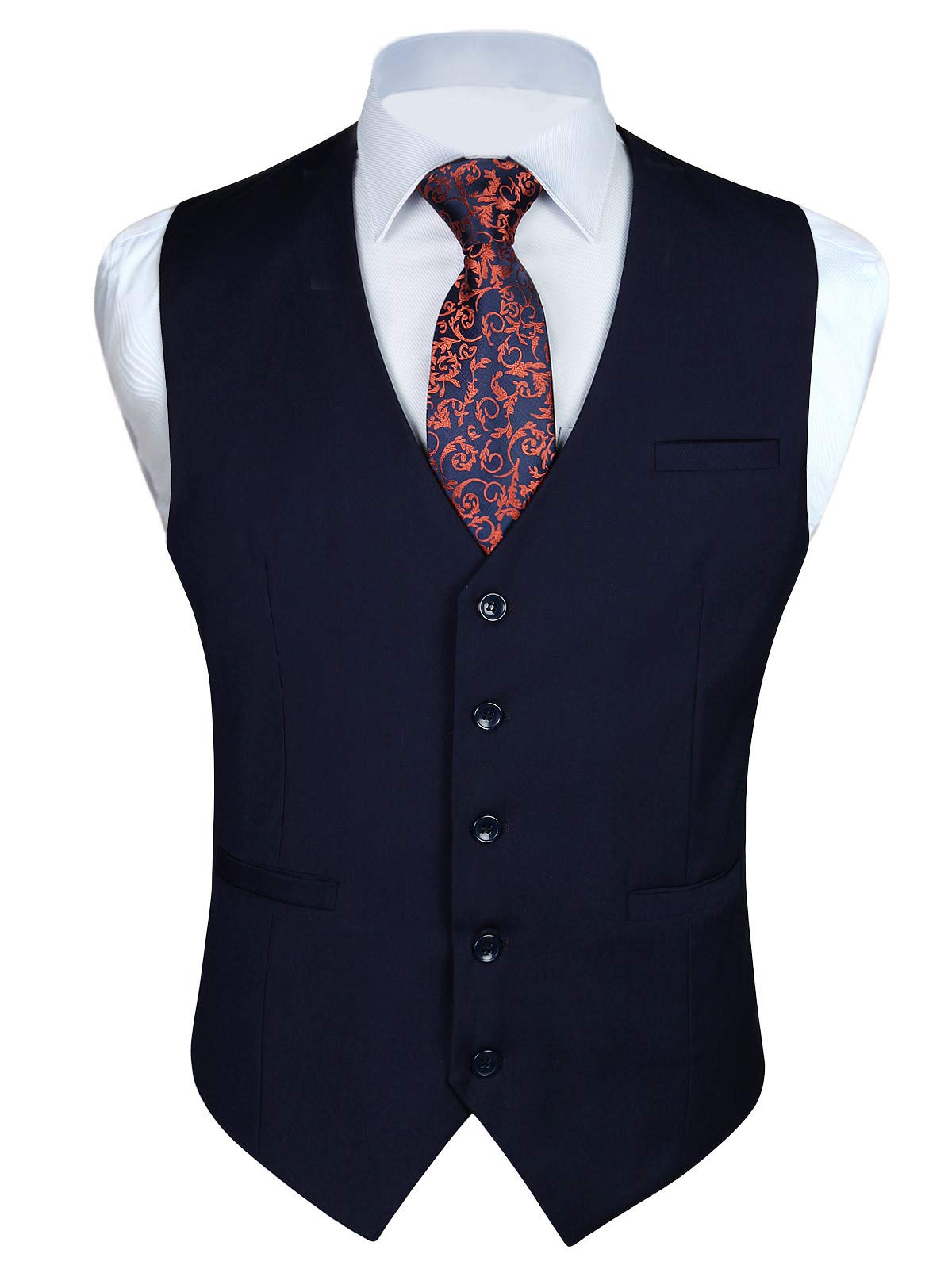 Enlision Chaleco de Vestir Hombre Elegante Chalecos Traje de Boda Color Liso Chaleco Formal de Negocio con Bolsillo
