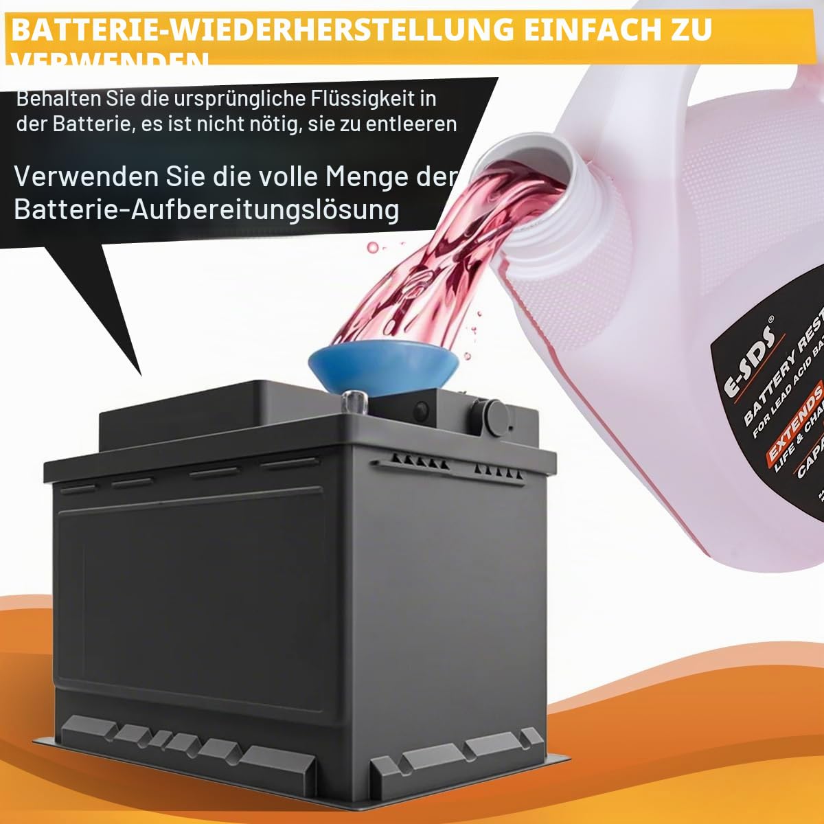 Batterie-Wiederherstellung für Blei-Säure-Batterien, Batterie-Säure-Nachfüllung, Golfwagen-Batterie-Wiederherstellung, Verlängerung der Batterielebensdauer, Flüssigkeitslösung, Reparatur 6, 8,12 Volt