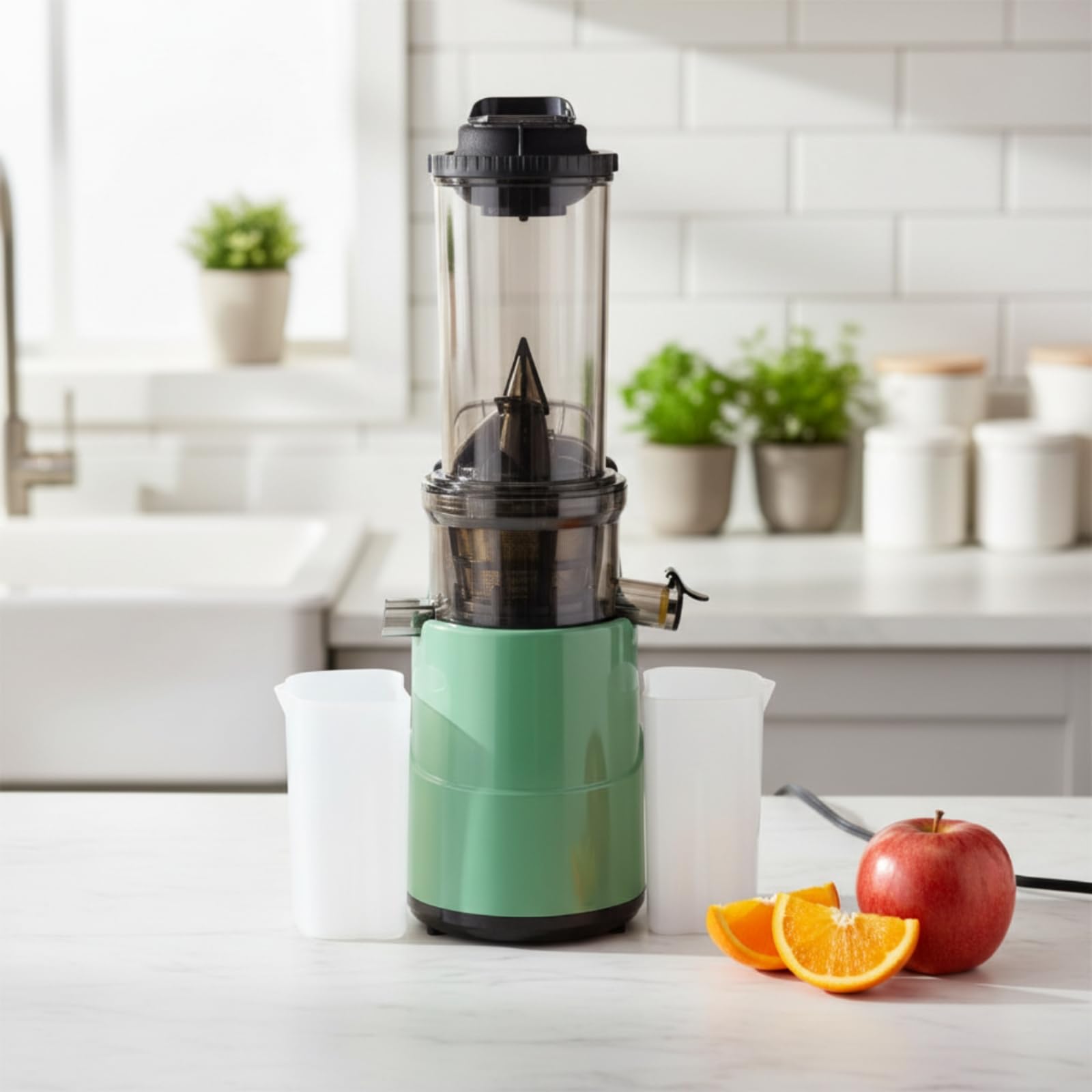 Estrattore di Succo Elettrico Estrattore Spremiagrumi Centrifuga Macchina per Succhi a Bassa Velocità con Tubo 80mm E Contenitore 1000ml per, Rosso, style to 2
