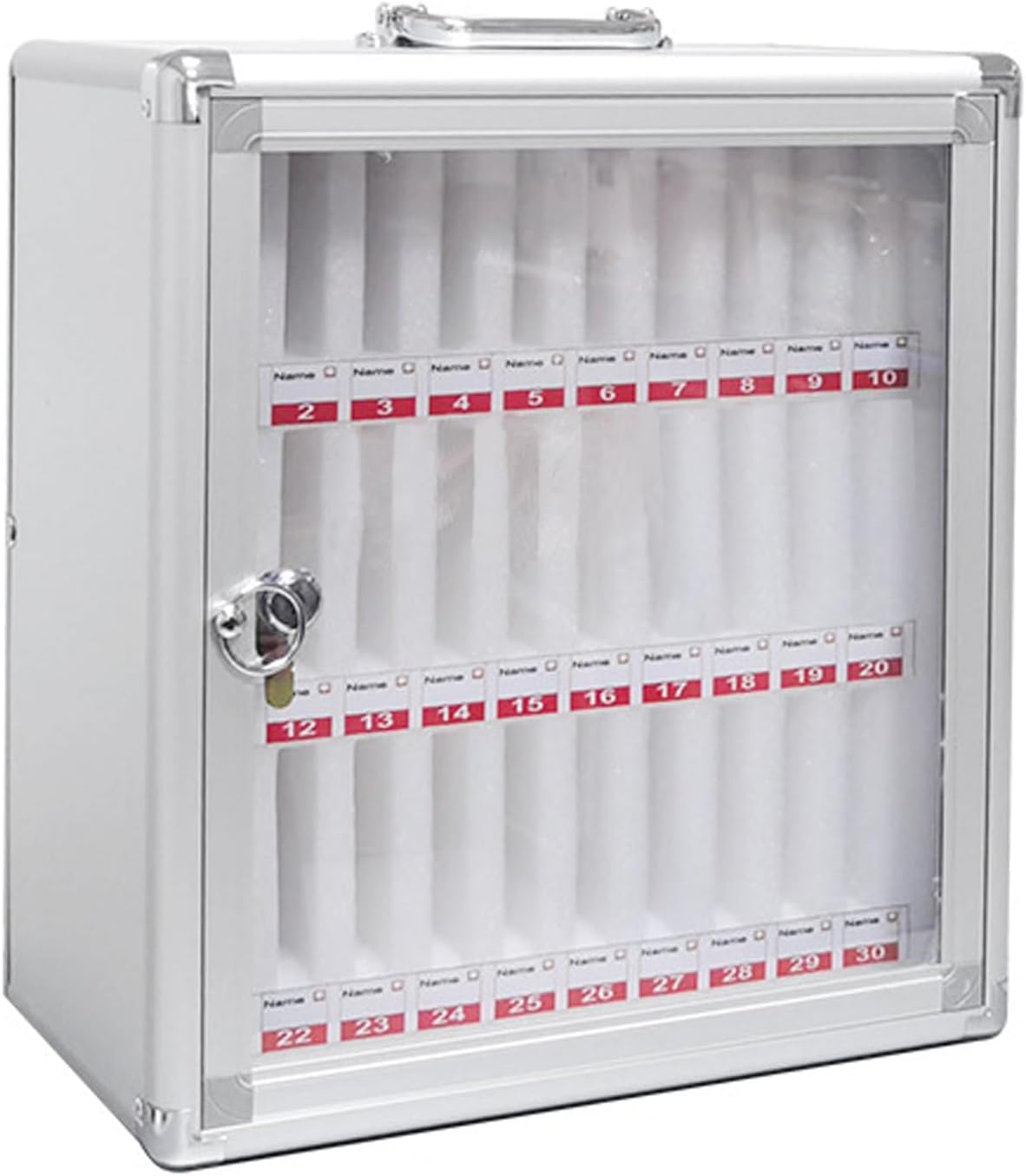 A-xctoe 30-Slot Cell Phone Storage Cabinet with Lock, Wall-Mounted & Portable Aluminum Alloy Cell Phone Box for Classroom, Gym, Office Employees