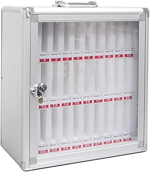A-xctoe 30-Slot Cell Phone Storage Cabinet with Lock, Wall-Mounted & Portable Aluminum Alloy Cell Phone Box for Classroom, Gym, Office Employees