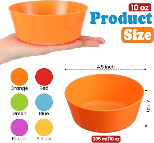 Miniatura 2 de Irenare 48 cuencos pequeños de plástico para niños, 10 onzas, aperitivos de cereales, cuencos coloridos para niños, aptos para microondas,