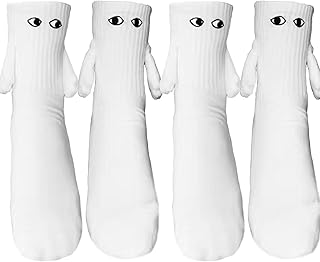 Novelty Couple Holding Hands Socks, Funny Women Men Magnetic Mid-Tube Socks for for Couples
