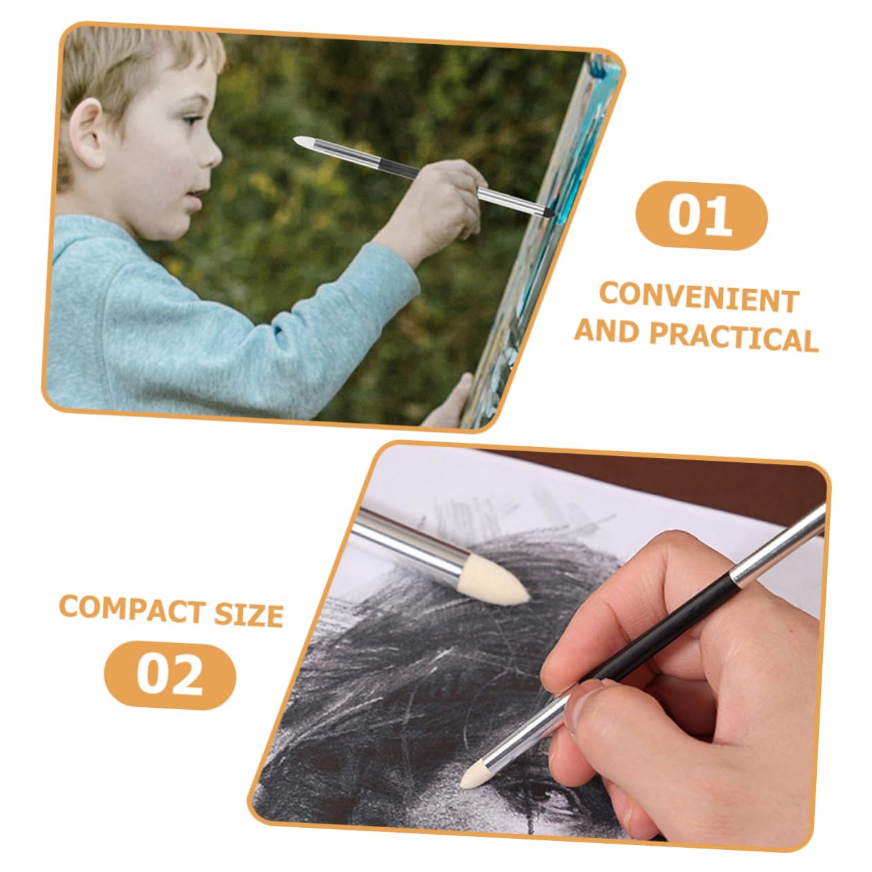 NUOBESTY Sketching Tools 2pcs Sponge Erase Pen Sketching Drawing Tools Blending Sticks for Artists