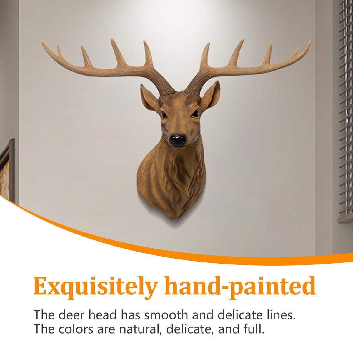 Decorazione da parete testa di animale, testa di cervo 3D in resina