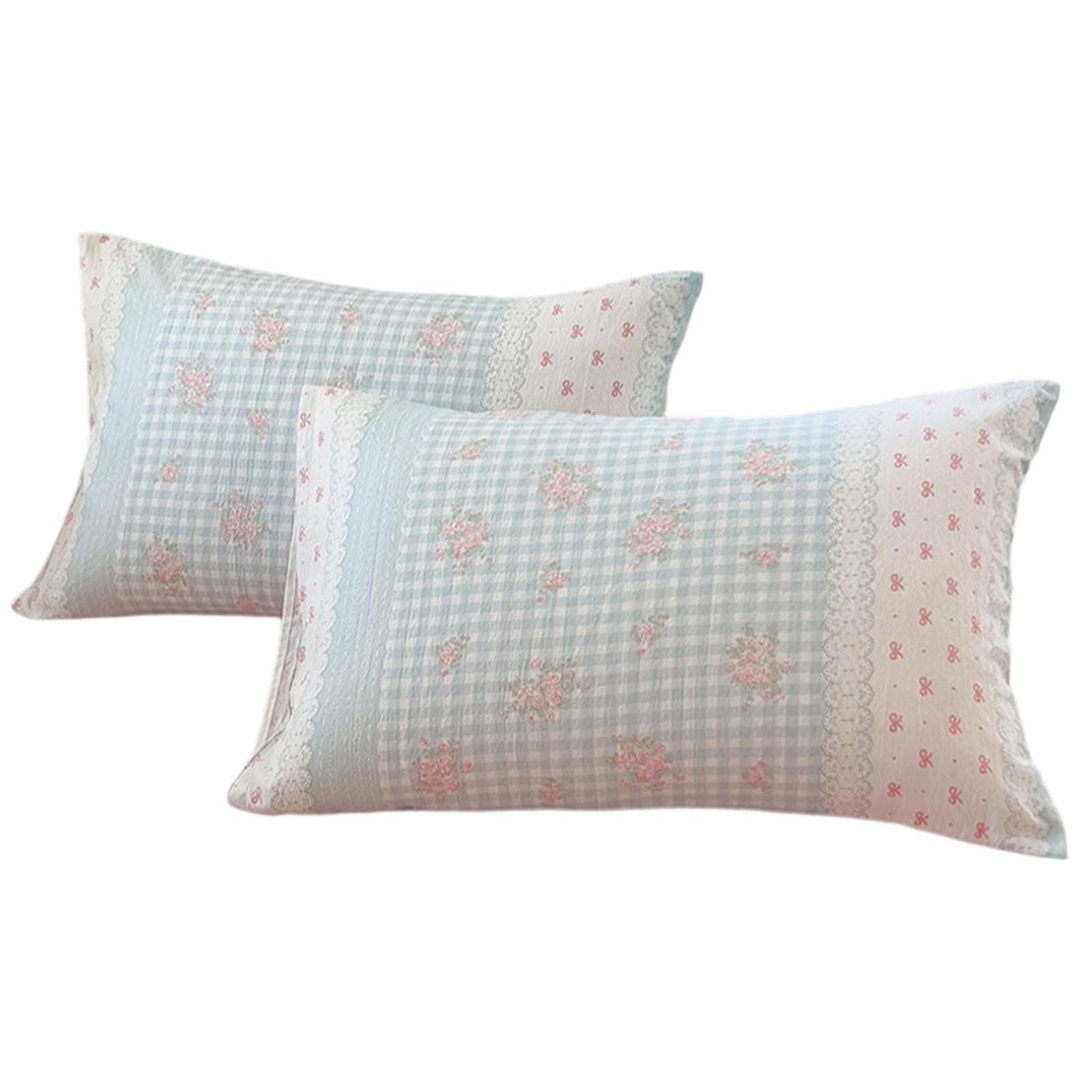 Nucelit Pillow Cover Pack of 2 Sturdy Machine Washable Polyester Double Gauze Pillowcase for Sensitive Skin Breath Pillow Cover
