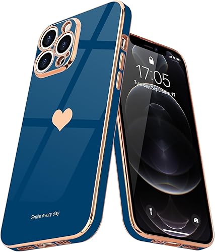 Teageo Funda compatible con iPhone 12 Pro para niñas y mujeres, lindo diseño de corazón de amor, cubierta trasera suave, protección de cámara