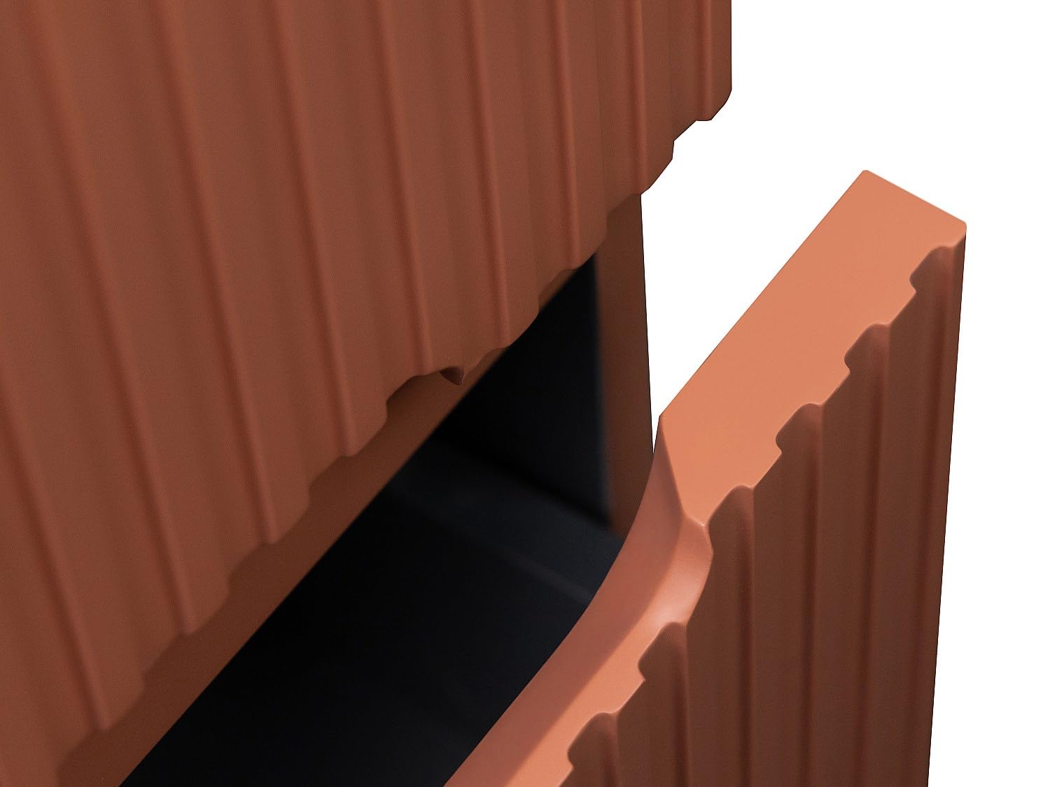 Vente-unique - Meuble sous Vasque Suspendu strié Terracotta - 120 cm - PAVANI
