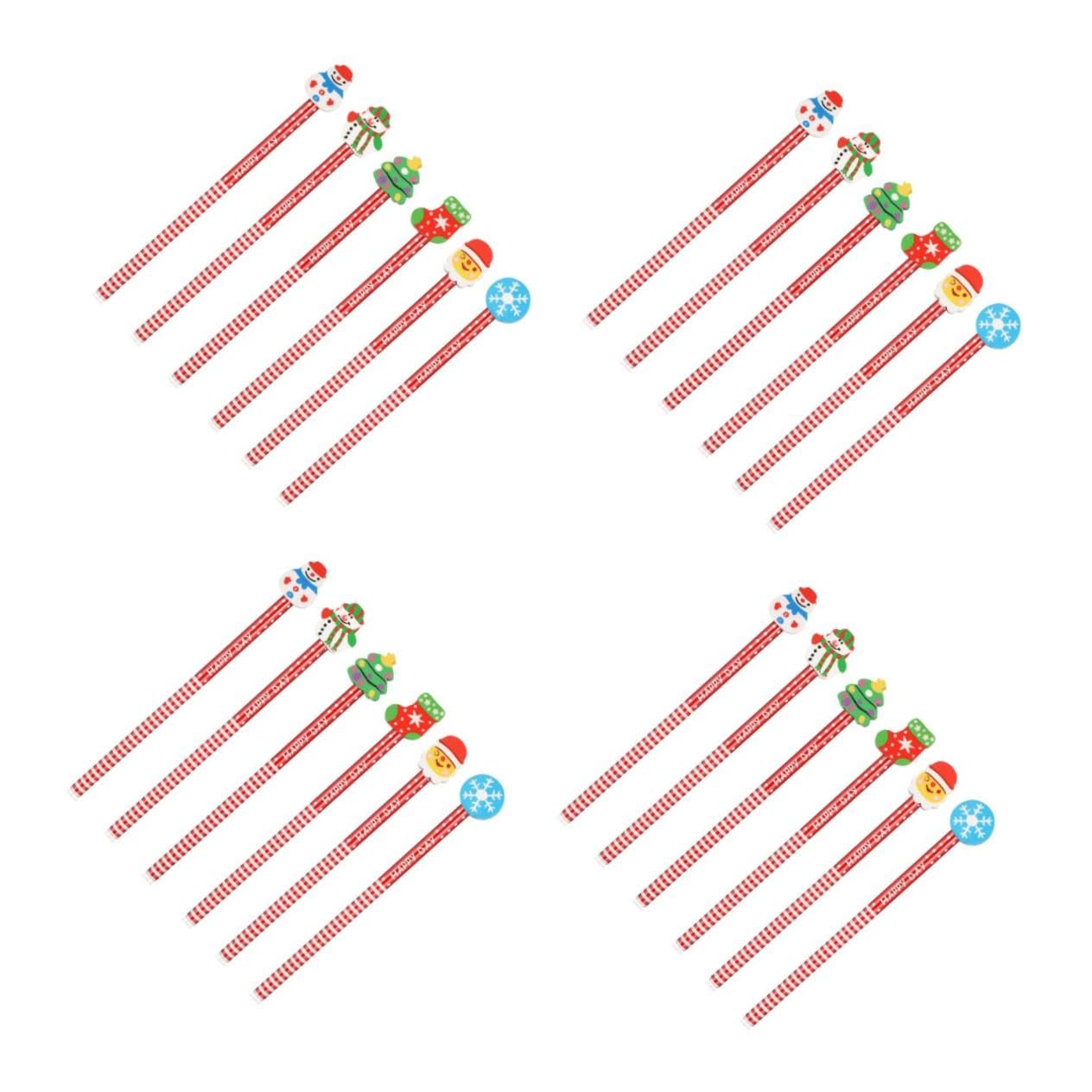 4 Sätze Weihnachts-radierstift-set Schreibkladde Weihnachtsbriefpapier Weihnachtsbleistifte Für Whiteboard Trocken Abwischbar Bleistift Hölzern 36 Stück * 4