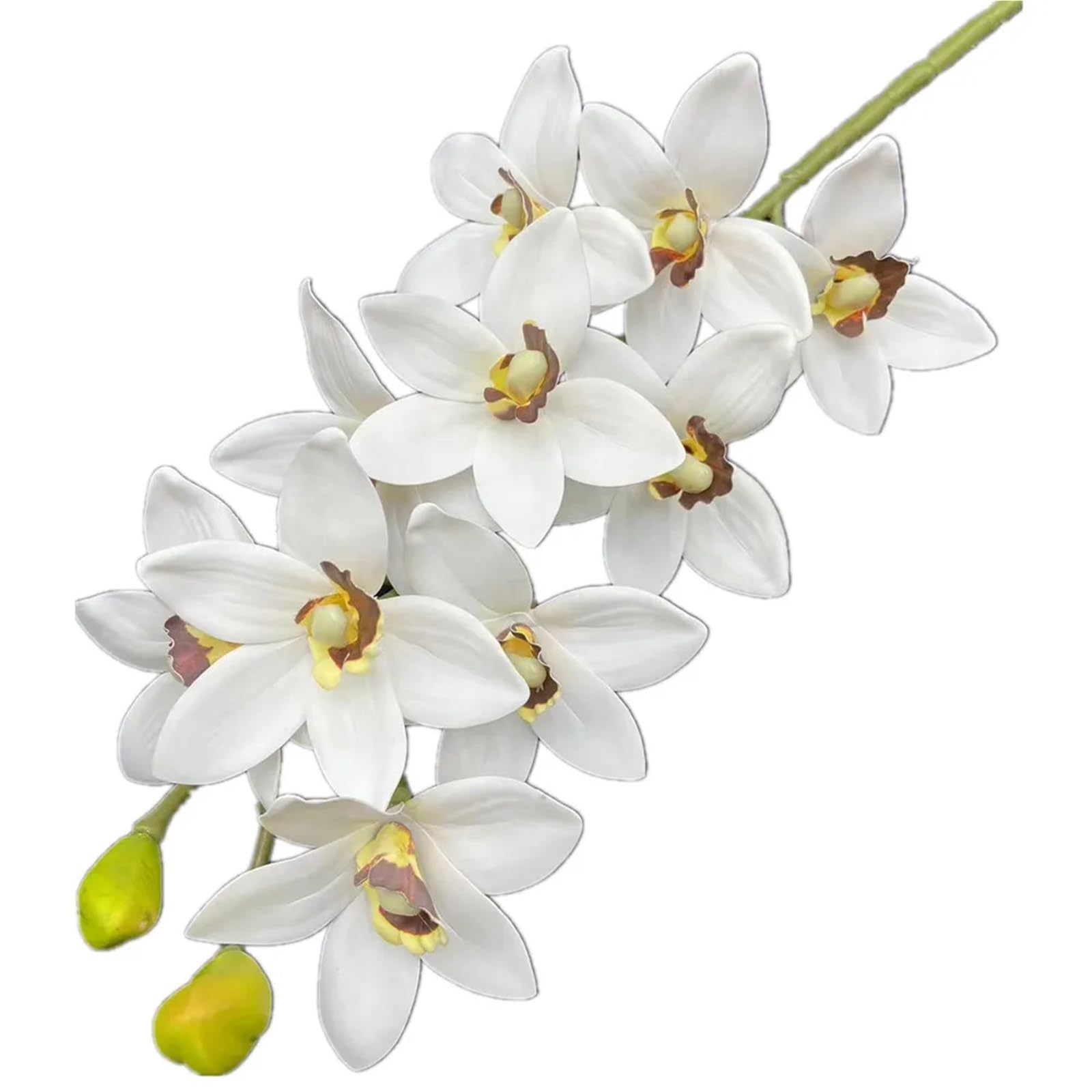 FonHNDG Artificial Flower Branches 4pcs Artificial Cymbidium Hookerianum 10 Heads Simulated Vanda Phalaenopsis(Color6)