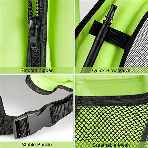 Foto von Aufblasbare Schwimmweste, Unisex-Erwachsene Tragbar Auftriebshilfe Weste für den Wassersport, Schnorchelnd, Schwimmen, Surfen, Bootfahren (Grün)