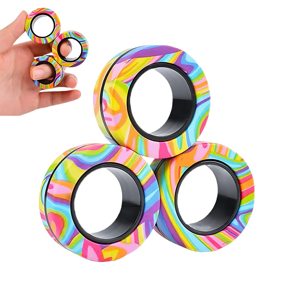 Zabawki antystresowe, magnetyczne pierścienie, zestaw zabawek Fidget Toys, świetny prezent dla dorosłych, nastolatków i dzieci
