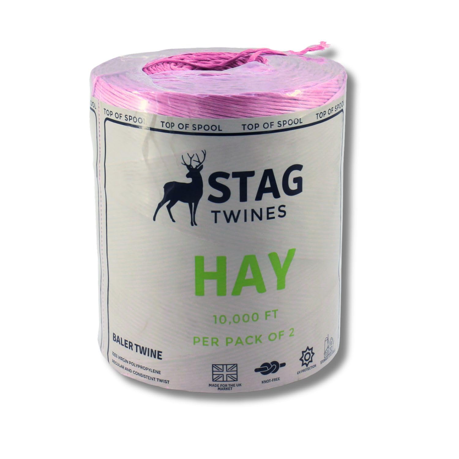 Stag Hay Baler Twine, 5,000ft,(1,525m), 1 Spool/Reel, 3mm thickness, Pink, Multi use, strong string