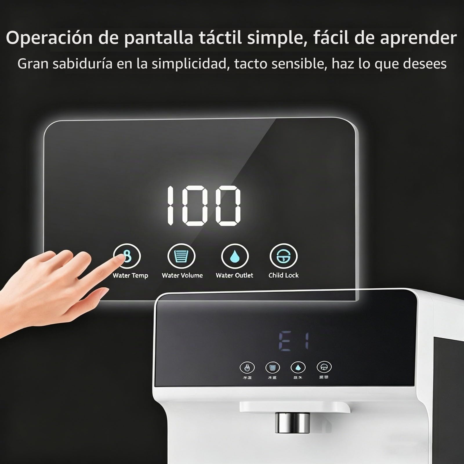 Dispensador De Agua Carga Inferior, Dispensador Agua Garrafa, Se Calentamiento rápido, Bloqueo para Niños 5 Ajustes Temperatura Dispensadors De Aguas Electrico, para El Hogar