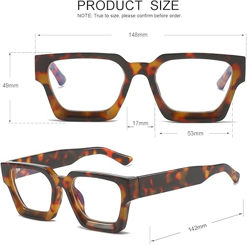 Miniatura 6 de JOVAKIT Gafas de luz azul cuadradas de moda para hombres y mujeres, estilo de diseñador simple, gafas de computadora con marco grueso, antifatiga