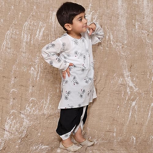 Image of AJ DEZINES Kids Ethnic Wear Pure Cotton Dhoti Kurta Set For Boys