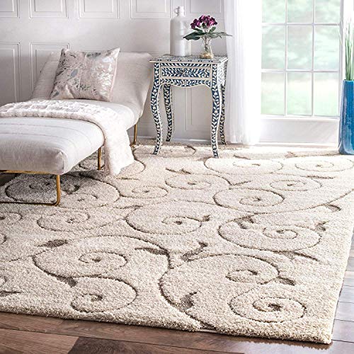 Image of Handwoven Microfibre 3D Rug for Living Room (Ivory & Grey, 9 X 9 Feet (Square), Microfibre)
