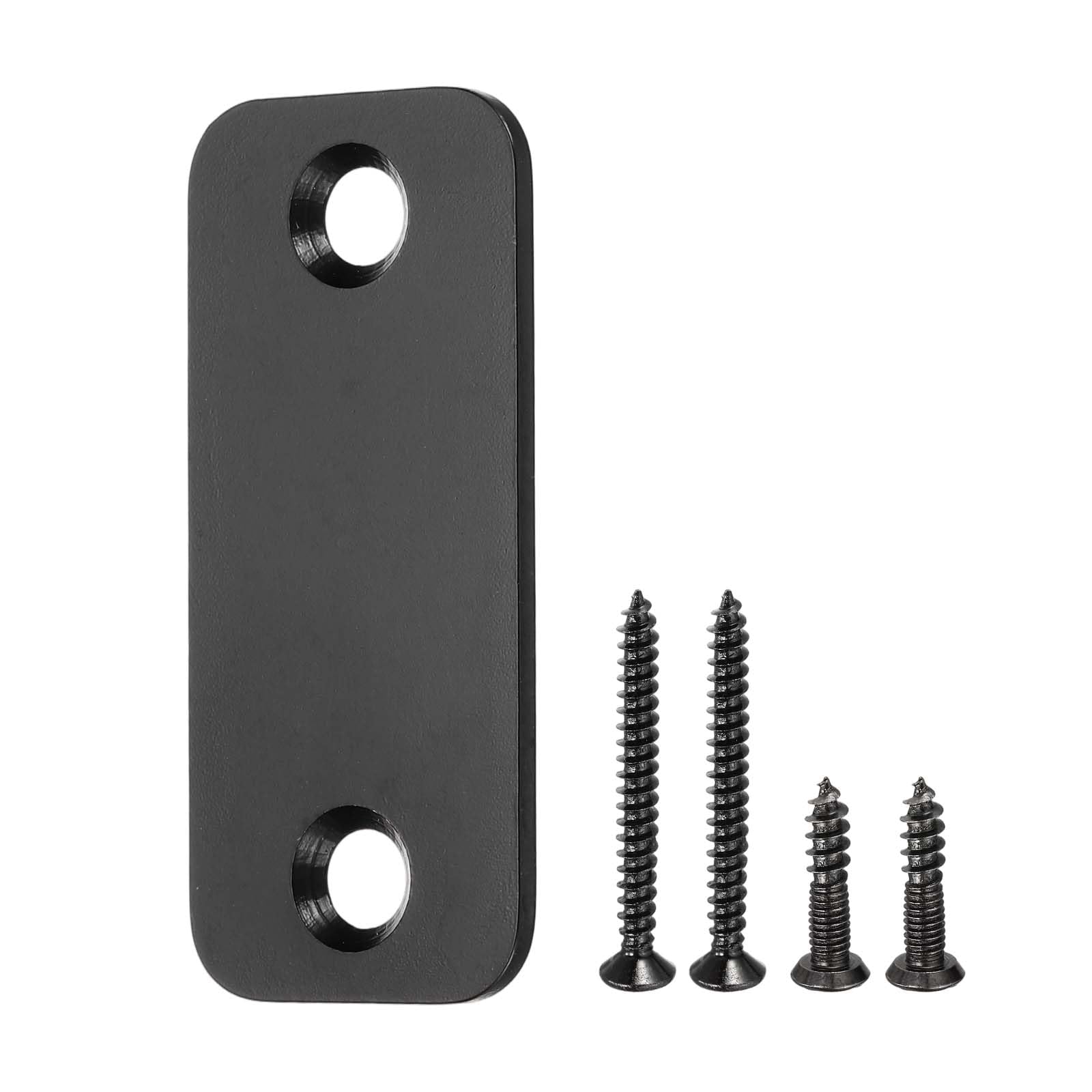 PATIKIL 1PCS Door Edge Hole Filler Plate, 2-1/4inch x 1-1/8inch Stainless Steel Round Corner Deadbolt Cover Plate with 4 Screws for Exterior Doors Locks, Black