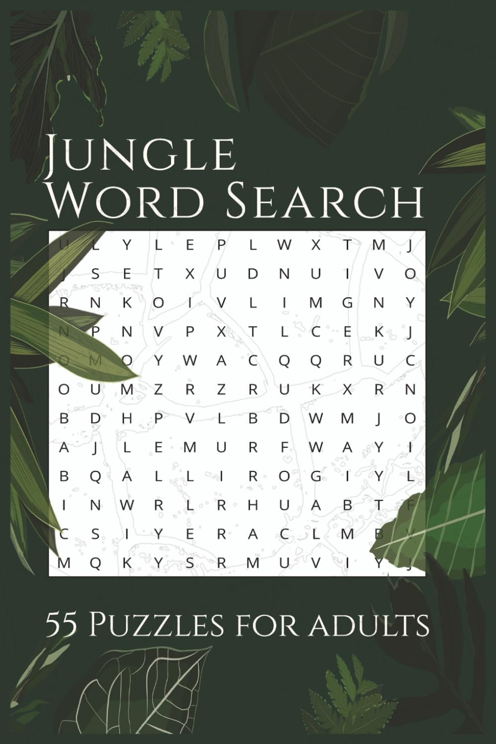 Jungle Word Search for Adults: Easy to Read Rainforest themed Word Search Puzzle Book for Seniors and Adults