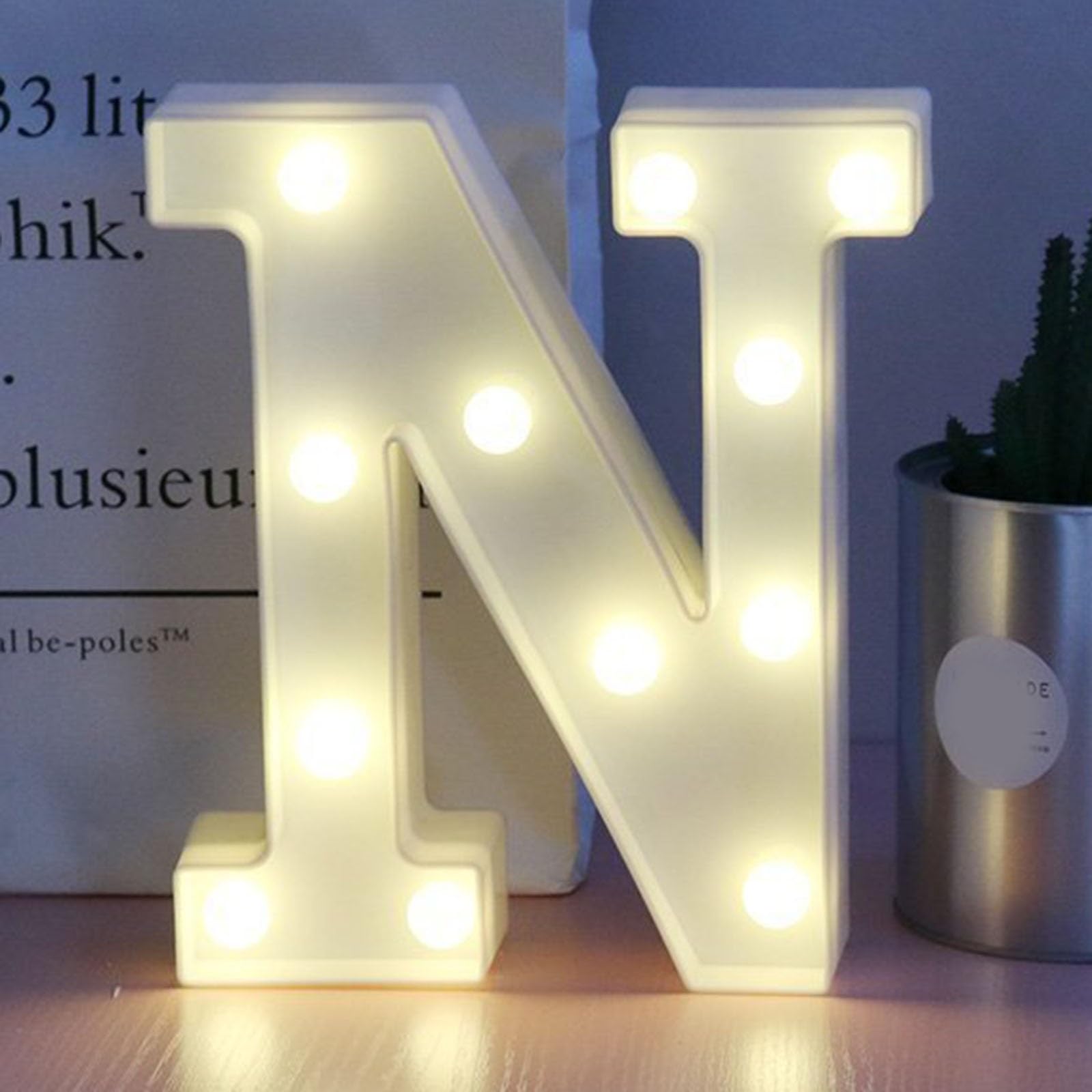 Marquee Letter Lights Sign Warm White LED Light Up Numbers 18th, 30th, 50th Birthday Party for Home Party Wedding Decoration (Color : Letter N, Size : 22.5cm/8.85in)