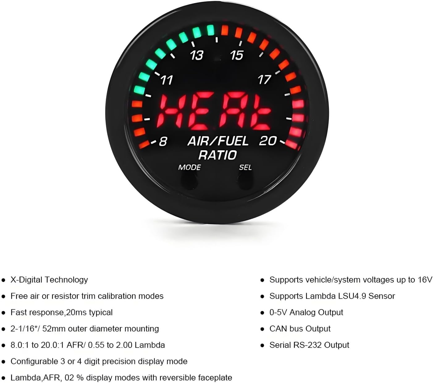 30-0300 Wideband O2 Air Fuel Ratio Gauge Kit LSU 4.9 Sensor Controller For Car Engine Tuning Data Logging RS232 CANbus 0258017025