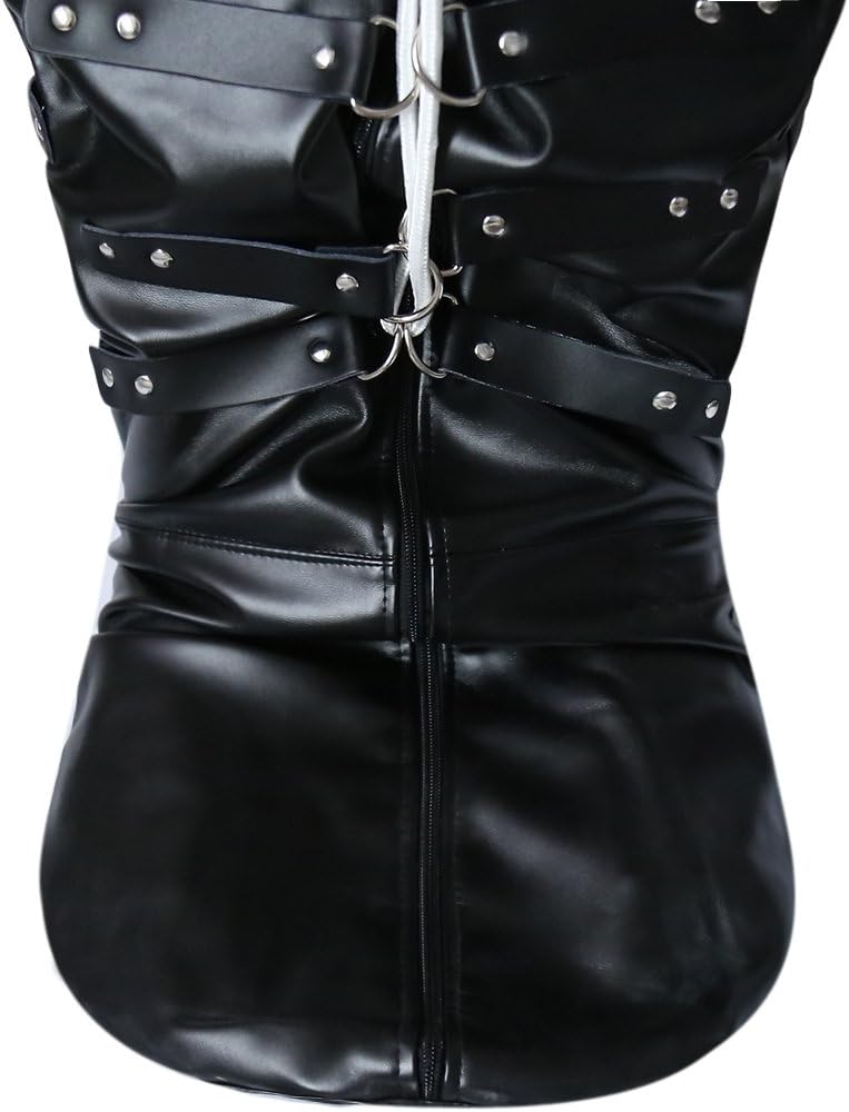 BDSM Fun Supplies Alternative Toys Leather Bondage Suit PU Beauty Sleeping Bags Body Bags Mummy Stage Game Props (Black)