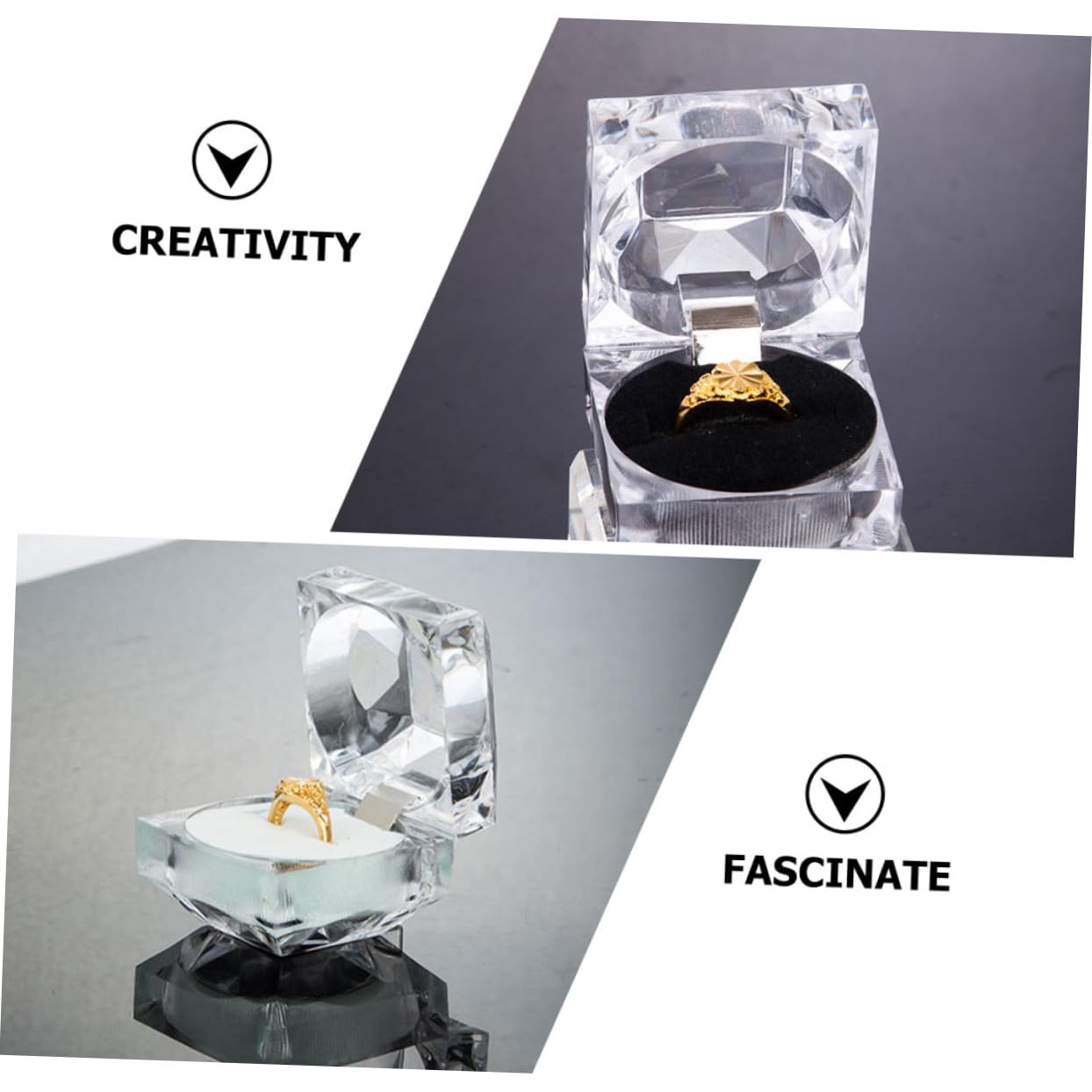TOPBATHY 50pièces Boîte à Anneau Transparente Pour Fiançailles Mariage Et Présentoirs De Bijoux Rangement Pratique Et Élégant Pour Anneaux Colliers Et Boucles Oreilles