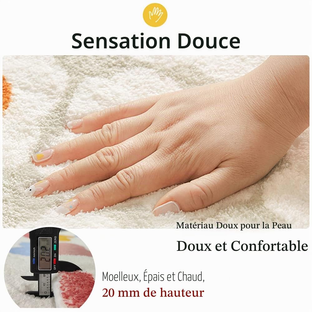 Morbuy Tapis Rond pour Chambre d'enfant, Doux Moelleux Tapis en Forme de Fleur Mignonne Shaggy Antidérapant Tapis de Décoration Nordique pour Chambre à Coucher, Salon (120cm,Marguerite)