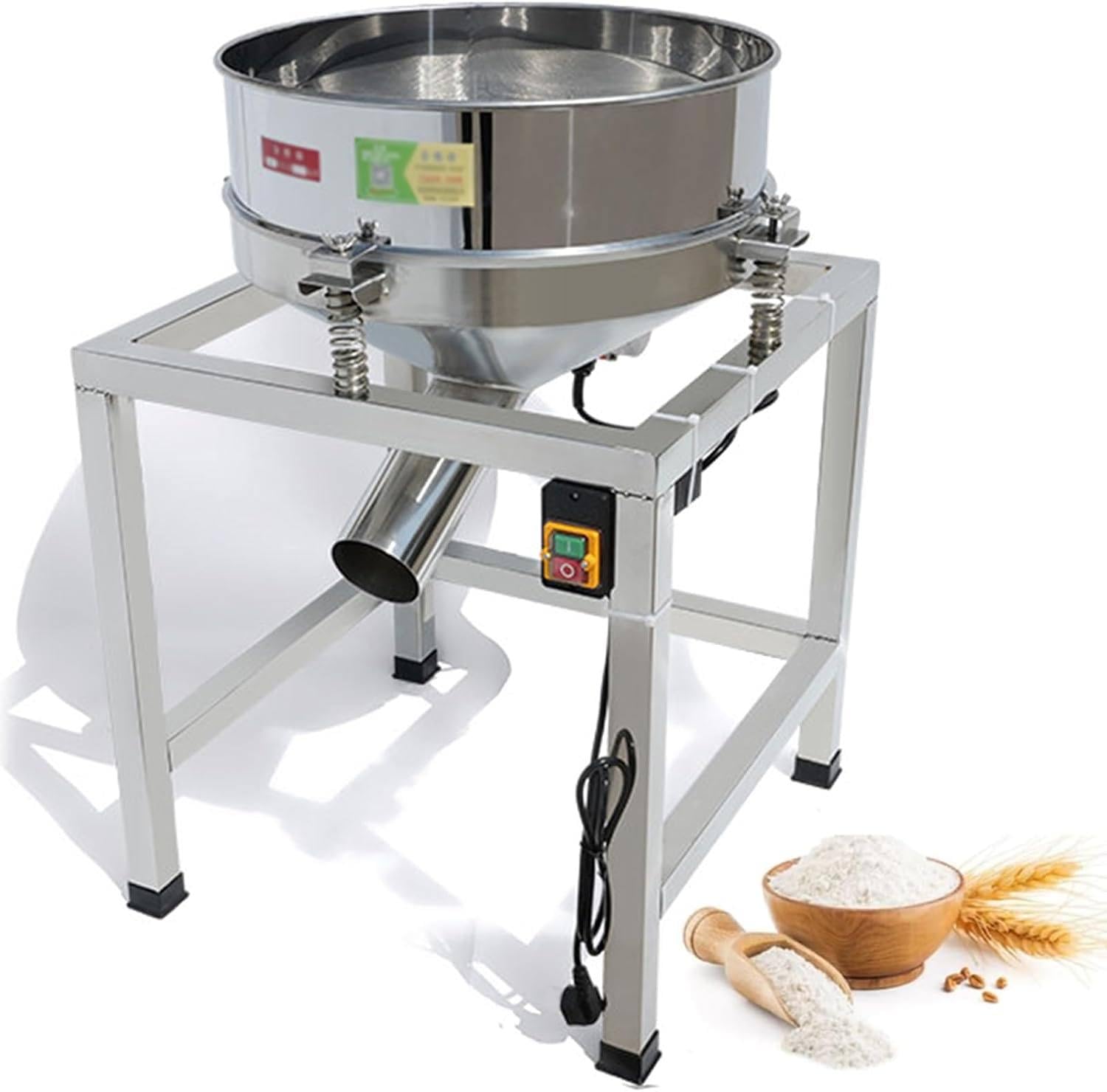Tamizadora eléctrica de 500 mm de Grado alimentario, tamiz vibratorio automático de 70 W para harina, Herramienta de Cocina con Malla múltiple de Acero Inoxidable 304 para repostería. 150mesh