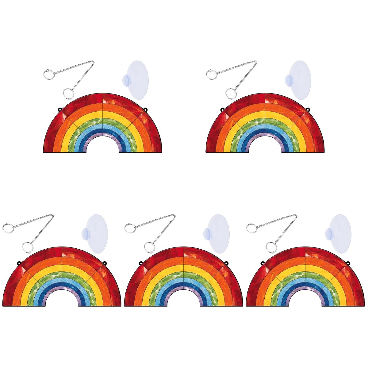 HANABASS 5 Sätze Regenbogen Acryl Anhänger mit Aufhängekette und Saugnapf Dekorativer Fensterdeko Prisma Langlebiger Bunter Hängeornament für Garten Wohnzimmer Büro und Balkon