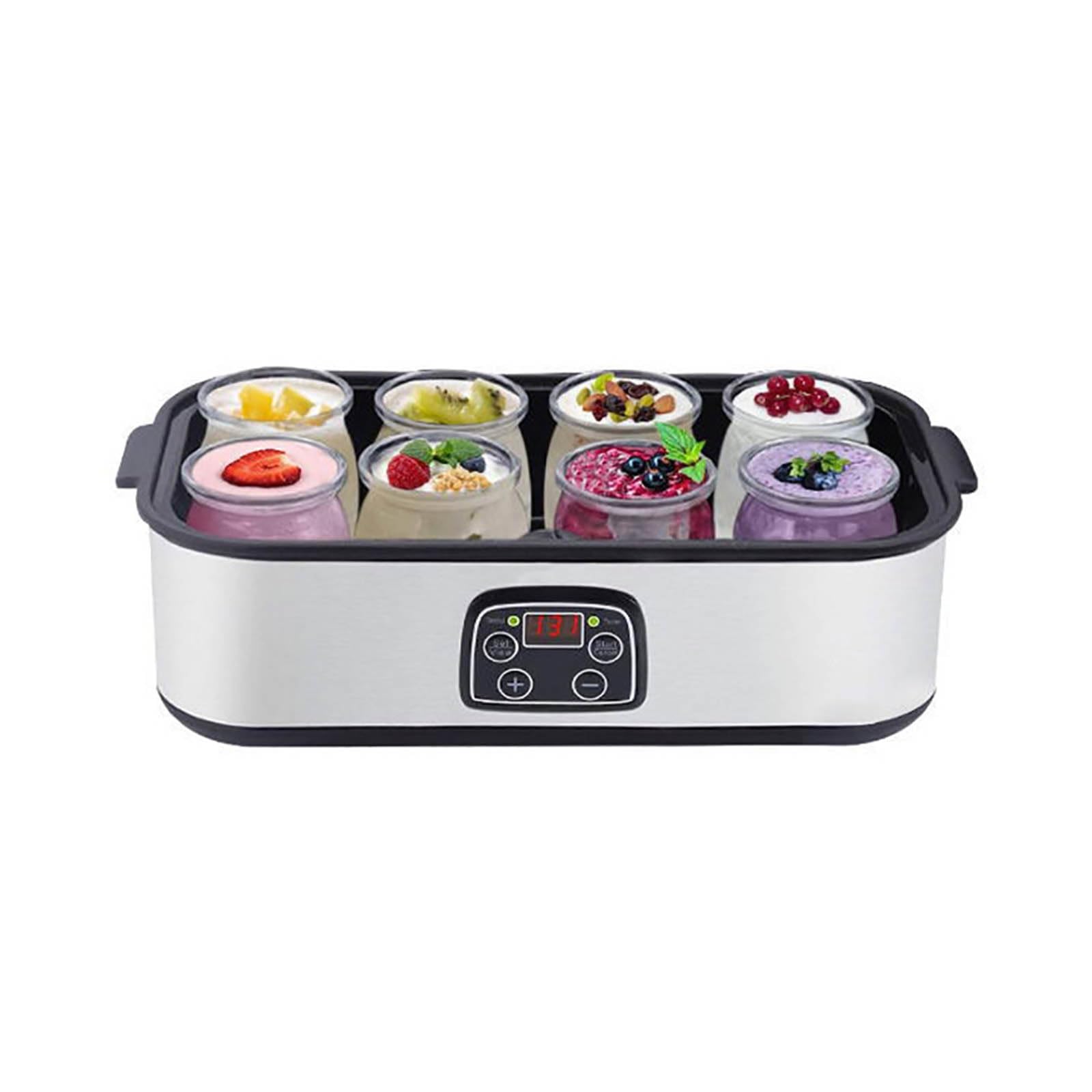 Uqezagpa Professional Automatic Yogurt Machine 1.4L Large Capacity Ice Cream Puddings Maker with 8 Yogurts Jar Yogurt Maker Large Capacity with Temperature & Time Control