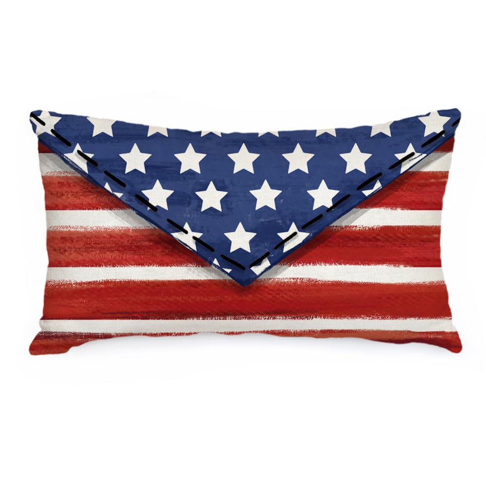 Aacors 4th Of July Pillow Covers 12x20 Inch Stars Striped