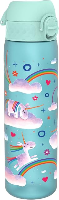 ION8 Butelka na Wodę, 500 ml/18 oz, Szczelna, Łatwe Otwieranie, Bezpieczny Zamek, Można Myć w Zmywarce, Bez BPA, Higieniczne Pokrycie, Uchwyt do Przenoszenia, Łatwa Czyszczenie, Bezwonny, Niebieski