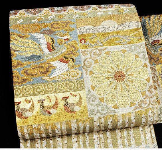 西陣 京藝 唐織 袋帯 新品 金 鳳凰 鳥 菊 雲 未仕立て  s1240 Amazon.co.jp: 西陣 京藝 唐織 袋帯 金 鳳凰 鳥 菊 雲 未仕立て