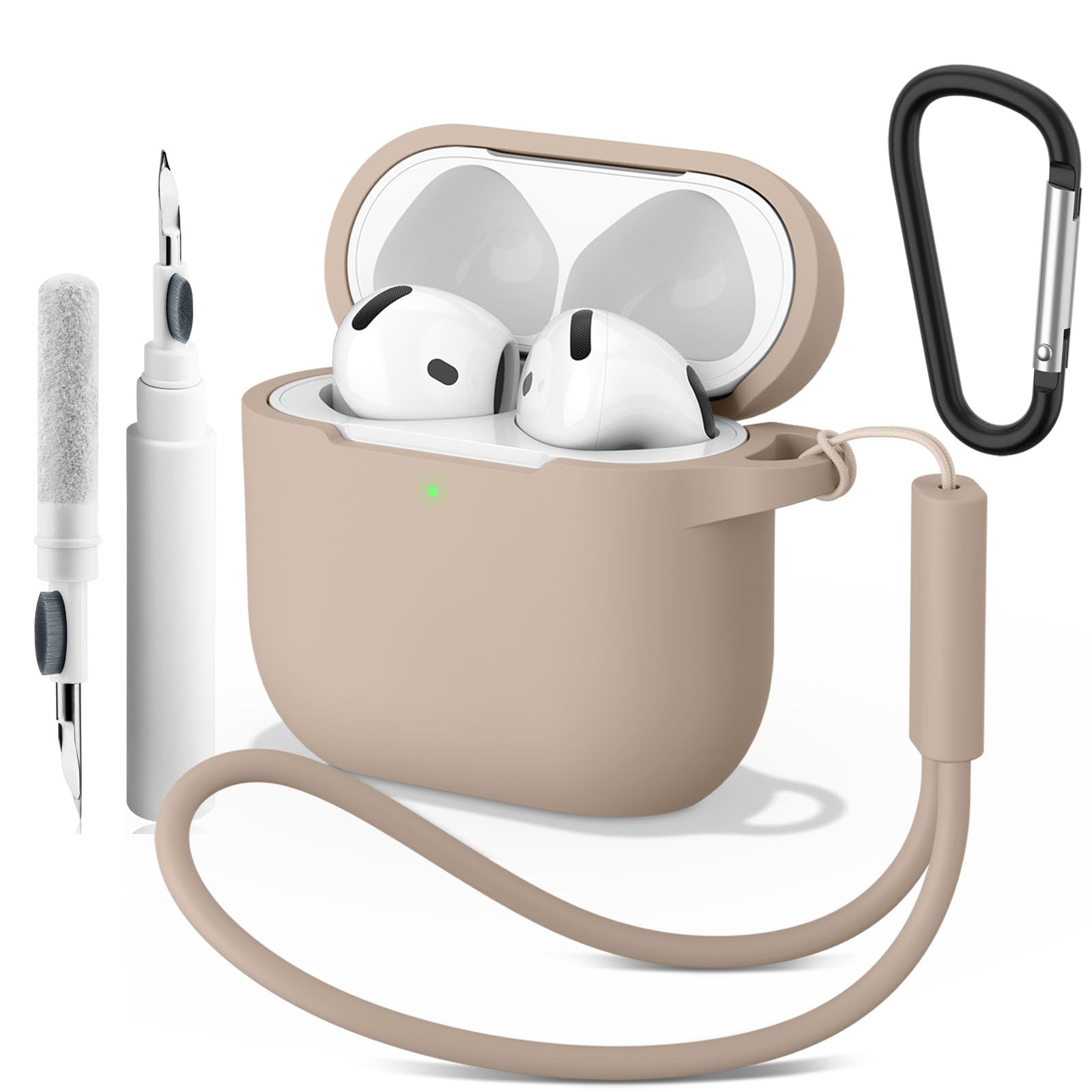 Case for AirPods 4 (2024), Wireless Charging, Powerful Drop Protection, Tough Magnetic Cover with Cleaning Pen for Apple AirPods 4th Generation- Milk Tea-image-21