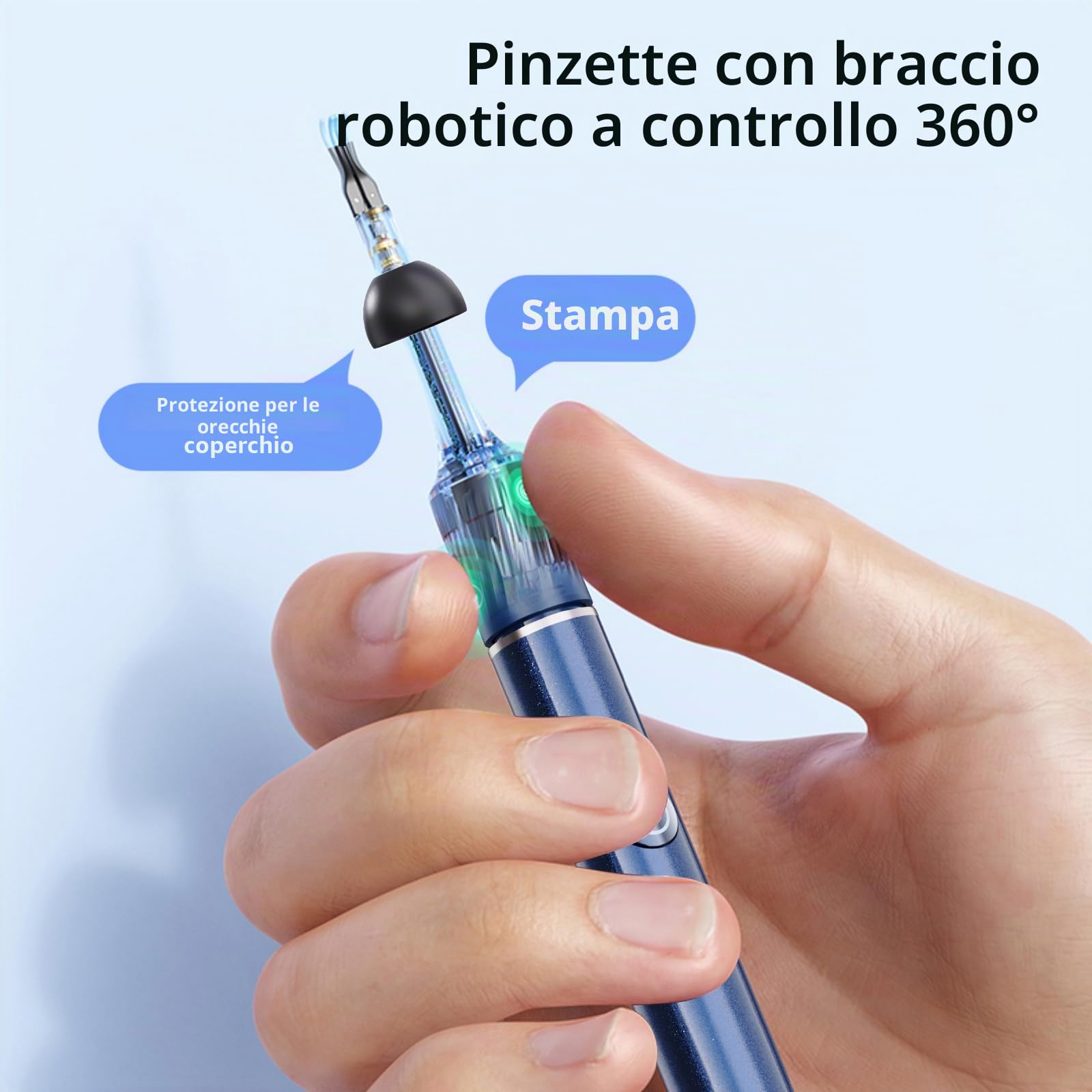 Qimic Otoscopio, Pulisci Orecchie con Telecamera 1080P, Endoscopio per Orecchio con WIFI, Pulizia Orecchie con Pinzette, Pulitore Orecchie Otoscopio per iPhone, iPad e Android