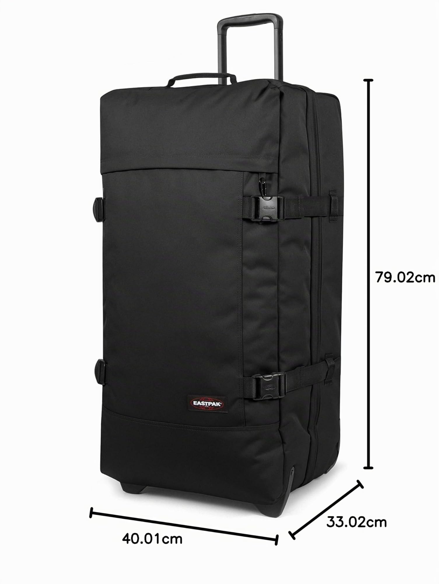 Eastpak Tranverz L Valigia Grande 121L (79 x 40 x 33 cm), trolley viaggio con ruote, bagaglio resistente e capiente, doppio scomparto, manico telescopico e TSA lock - BLACK