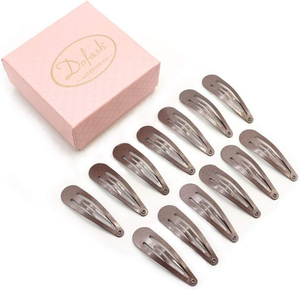 Dofash 20Pcs 5CM/2IN Metal Brown Snap Hair Clips for Women Small Hair Clips for thick Hair Barrettes Hair Clups Hair Accessories for Women (Brown)