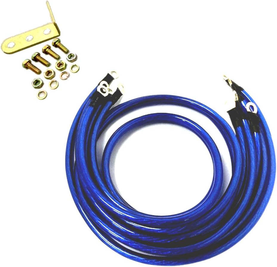 Amazon Afromarket 高品質 エンジン アーシング ワイヤー キット エンジンルームドレスアップ ブルー アーシング 車 バイク