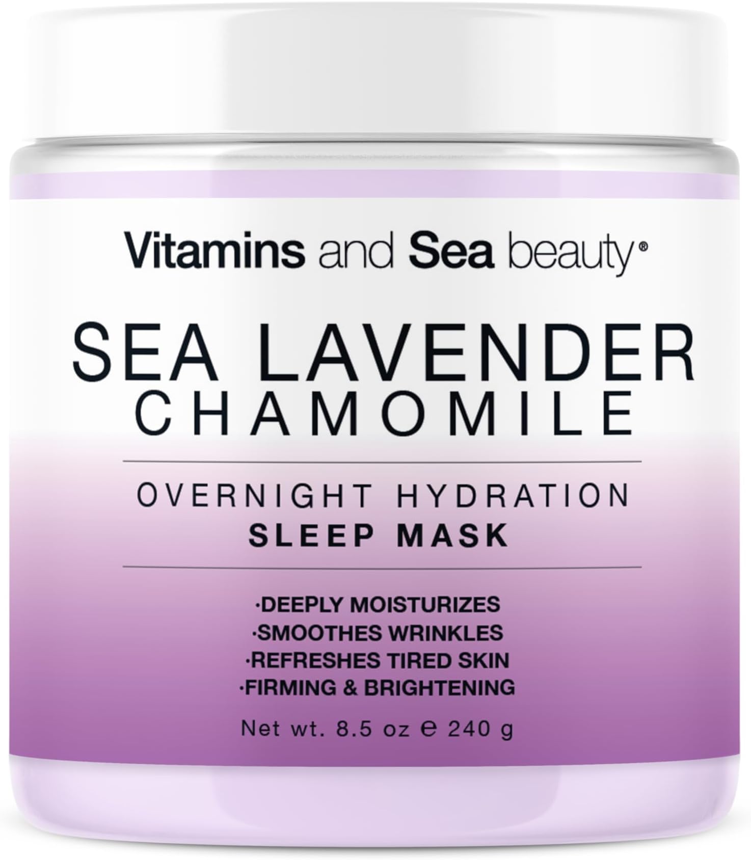 Vitamins and Sea Beauty Sea Lavender Chamomile Sleep Mask – Overnight Hydration Face Mask with Botanicals, Deep Moisturizing & Firming, 8.5 oz