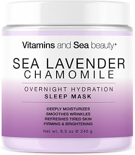 Vitamins and Sea Beauty Sea Lavender Chamomile Sleep Mask – Overnight Hydration Face Mask with Botanicals, Deep Moisturizing & Firming, 8.5 oz