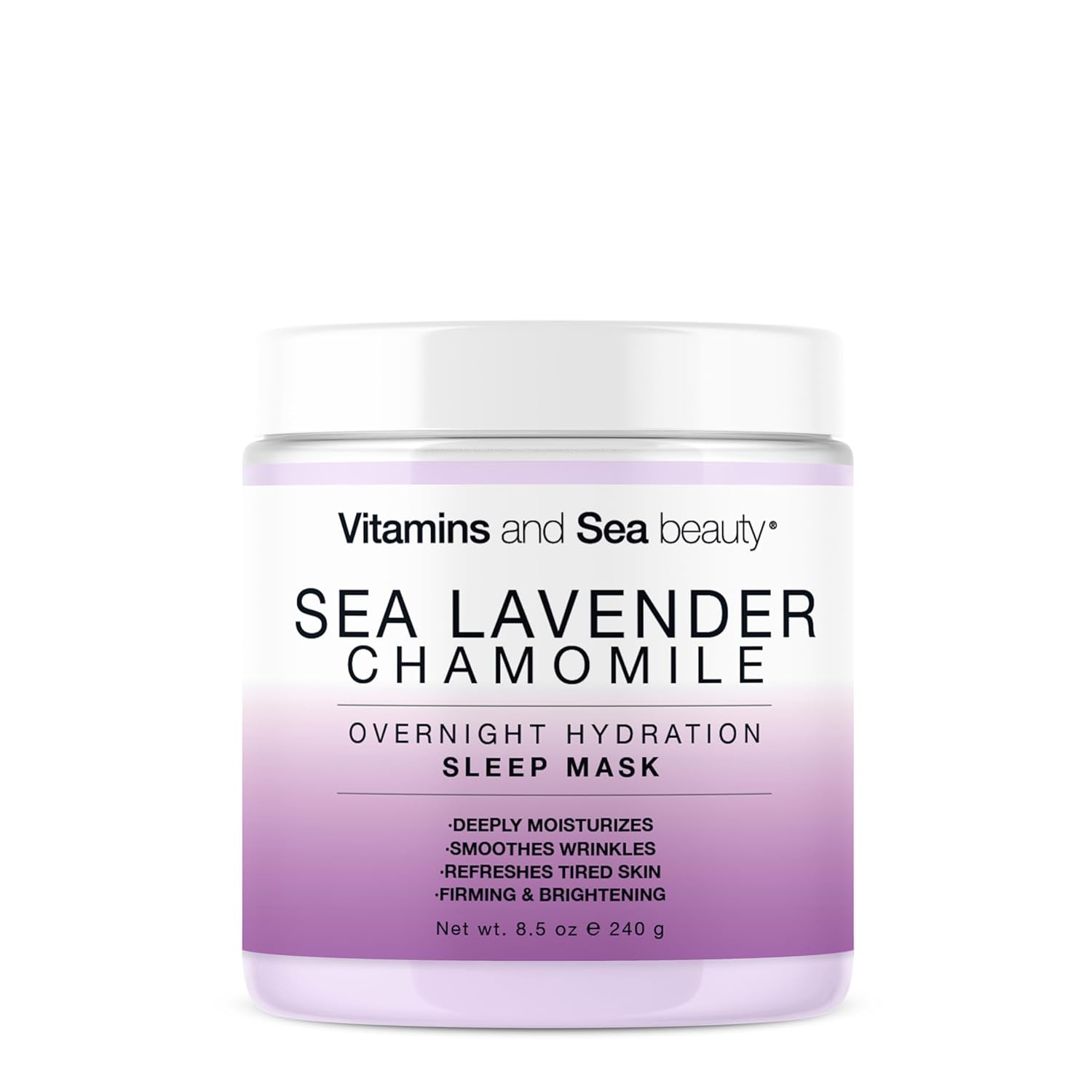 Vitamins and Sea Beauty Sea Lavender Chamomile Sleep Mask – Overnight Hydration Face Mask with Botanicals, Deep Moisturizing & Firming, 8.5 oz