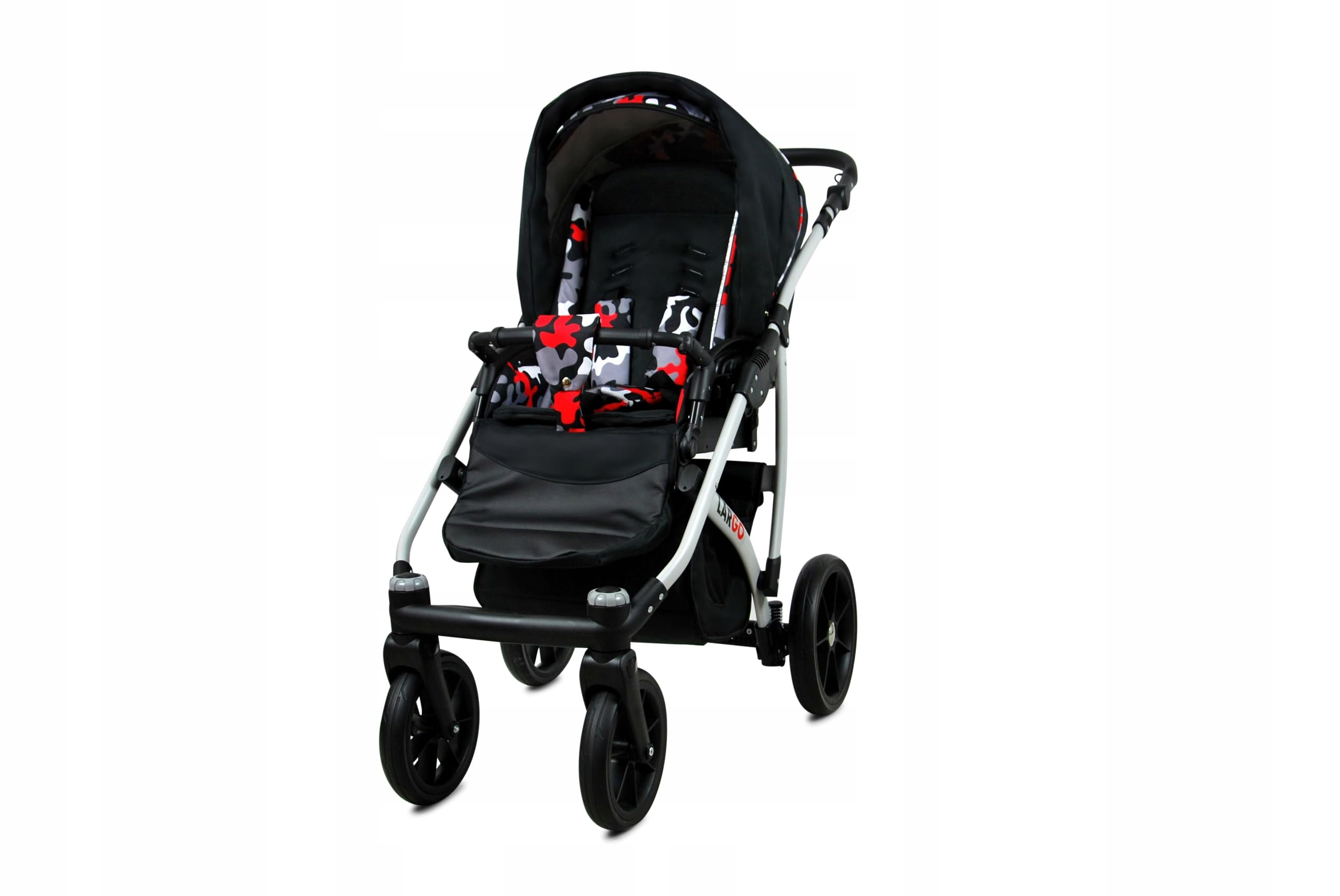 BabyLux Zestaw wózków dziecięcych 4 w 1 – Largo – w zestawie wanienka dla niemowląt, fotelik sportowy, fotelik samochodowy, stacja bazowa ISOFIX – fotelik samochodowy – zestaw wózków dziecięcych